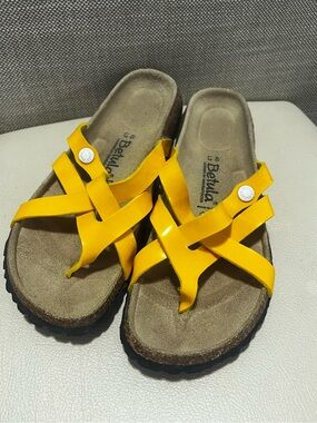 Betula Yellow Crisscross Slide Sandals for Women’s Size 40